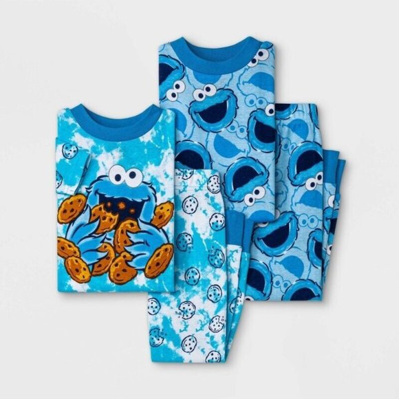 Toddler Boys' 4pc Sesame Street Cookie Monster Short Sleeve Pajama 18M - Picture 1 of 1
